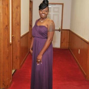 A gorgeous bridesmaid dress from David's Bridal